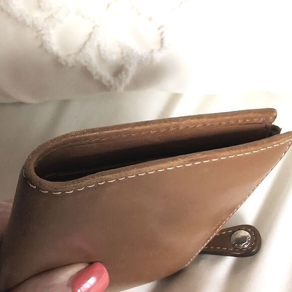 Coach Butter Soft Embossed Bifold/Zip Ladies Wallet- Camel Color - Picture 9 of 16